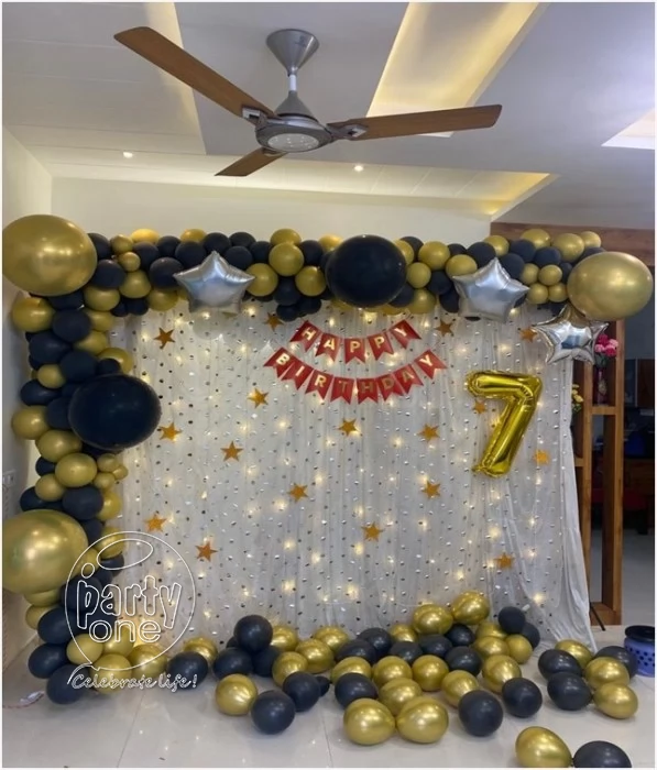 birthday Star Themed Gold and Black Metallic Decor